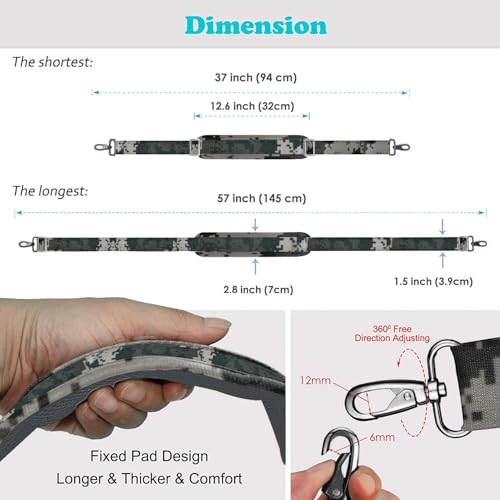ZINZ Bag Shoulder Strap, Padded Adjustable Shoulder Strap Replacement - color: Camouflage Gray, size: 57"