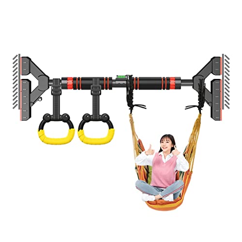 Chin Up Bar Portable Door Frame Pull-up bar, with Kids Swing and Gymnastics Ring, no Screw Wall-Mounted Steel Fitness Horizontal bar (Size : 103-135cm/40.6-53.1") - size: 103-135cm/40.6-53.1"
