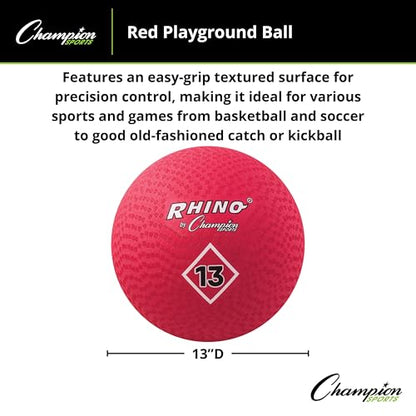 Champion Sports Playground Ball – Durable High-Bounce Ball, Sizes 5", 6", 7", 10", 13" & 16" for Gym, Recess & Play - style: 13" Diameter