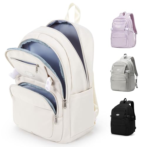 Lightweight Backpack for College & High School Backpack With Lots of Pockets Cute School Bag for Girls Boys, Large Capacity Bookbag for Women Men, Waterproof Teens Casual Daypack Backpack(Beige) - color: G2-beige