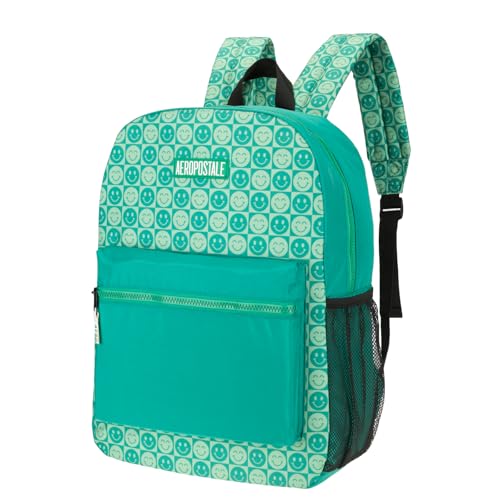 AEROPOSTALE Fieldtrip Unisex Backpack - AE Mens and Womens Bag for Everyday Use - Be Happy Checker - color: Dark Green Smile