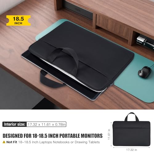 18.5 Inch Portable Monitor Case, Protective Carrying Sleeve for VisionOwl InnoView Upperizon Usparkle Ingnok iProda Motyeowe Cocopar HONGO, 18-18.5" Portable Monitor Carrying Computer Bag, Black - size: 18 Inch