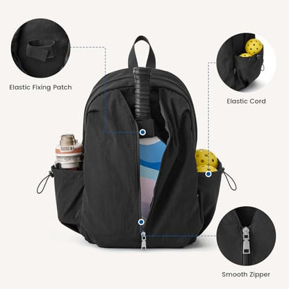 G4Free 20L Pickleball Bag for Women, Pickleball Paddle Backpack with Fence Hook, Work Travle Bag with 15" Laptop Compartment-Black - color: Black
