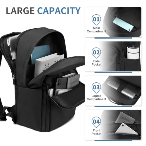 16 Inch Laptop Backpack for Men, Business Work Backpack for Everyday Commute, Waterproof Travel Office Computer Bag, Matt Black - color: Black Soft Sheel