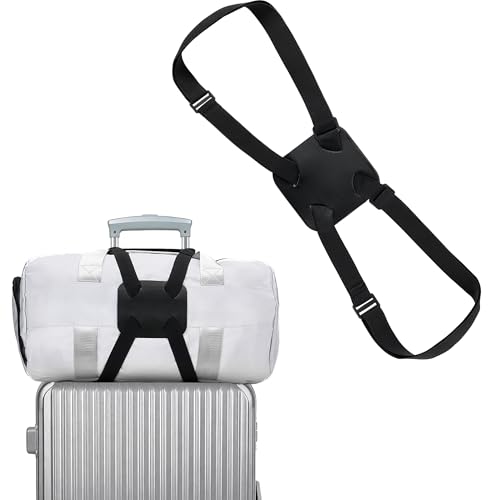 Chelmon Luggage Straps, Ajustable Elastic Bungee Belt for Suitcases, Add Extra Bag Easy and Securely for Travel (Black) - color: Black