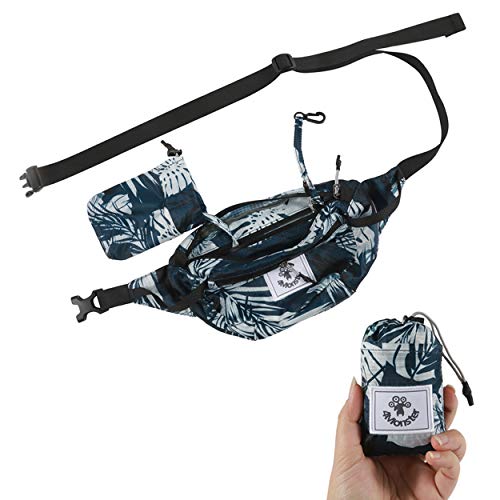 4Monster Hiking Waist Packs Portable,Water Resistant Fanny Bag with Adjustable Strap,Lightweight Crossbody Chest Bag Slim Bag - color: Flower Blue