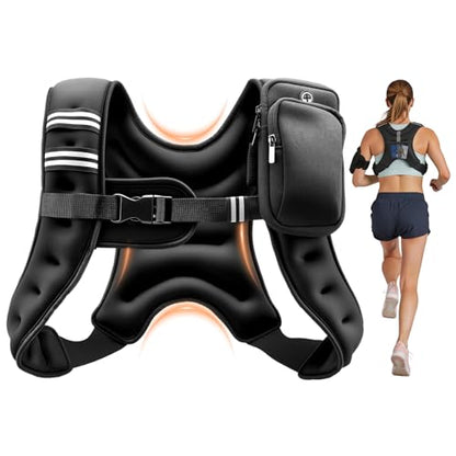 VEVOR Weighted Vest, 6lbs/8lbs/10lbs/25lbs Body Weight Vest for Men Women, with Reflective Stripe, Adjustable Buckle, Workout Equipment for Strength Training, Running, Jogging, Fitness, Muscle Building, Weight Loss - size: 8 lbs