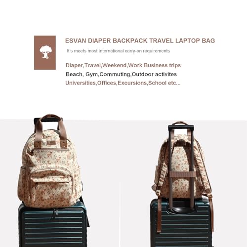 ESVAN Diaper Bag Backpack Corduroy Multifunction Baby Fashion Travel Pack office Laptop Bag - color: Brown Fawn