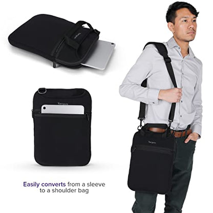 Targus Vertical Slipcase Laptop Messenger Bag, Black - Hideaway Handles with Cross Shoulder Strap and Protective Padding, Fits 14" Laptop (TSS913)