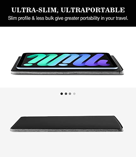 MoKo 7-8 Inch Tablet Sleeve, PU Leather Briefcase Slim Stylish Case Pouch Fit with New iPad mini (A17 Pro) 8.3" 2024, iPad mini 6/5/4/3/2/1, Galaxy Tab S2 8.0, Tab A 8.0, ZenPad Z8s 7.9, Black - color: Black, size: 7-8 inch