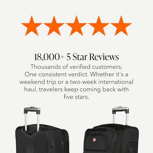 SWISSGEAR Sion Softside Expandable Spinner Luggage Durable Lightweight Travel Suitcase, Black, 2-Piece Set (Carry-On/Large) - color: Black, size: 2-Piece Set (Carry-On/Large)