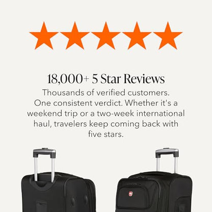 SWISSGEAR Sion Softside Expandable Spinner Luggage Durable Lightweight Travel Suitcase, Black, 2-Piece Set (Carry-On/Large) - color: Black, size: 2-Piece Set (Carry-On/Large)