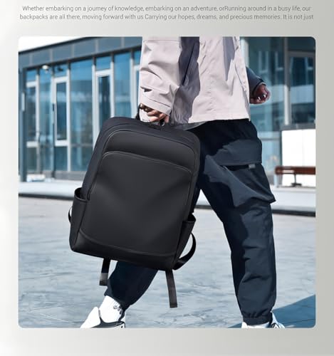 Men's Waterproof Laptop Backpack, Travel Bag, Black, Adjustable Shoulder Straps, Luggage Strap (black) - color: Black
