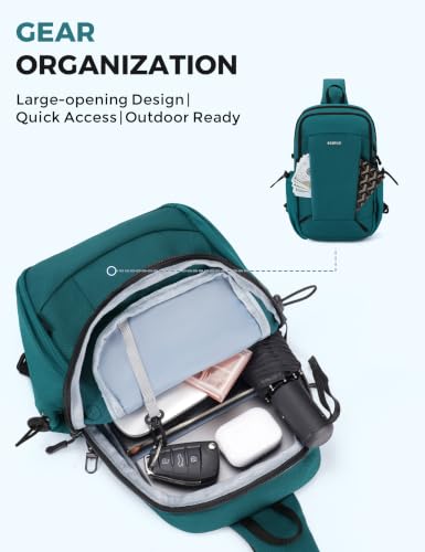 ECOHUB Small Crossbody Bags for Women Men, Anti-Theft RFID Blocking Sling Backpack with Sturdy SBS Zippers Water Resistant Chest Shoulder Bag Daypack with 9 Pockets Travel Work Hiking, Teal - color: Small-turquoise