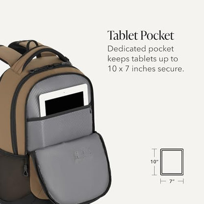 SWISSGEAR Cecil 18-Inch Laptop Backpack Fits 16-Inch Laptop, Travel Daypack with Organizer Pockets, Water Bottle Holders & Padded Straps – Pastel Brown/Black - color: Pastel Brown/Black