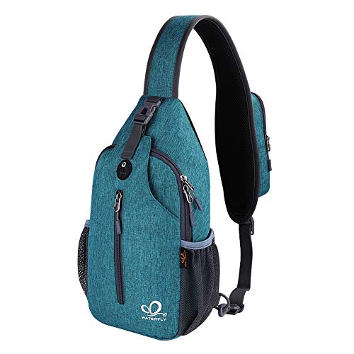 WATERFLY Crossbody Sling Backpack Sling Bag Travel Hiking Chest Bags Daypack (Teal blue) - color: B-teal Blue
