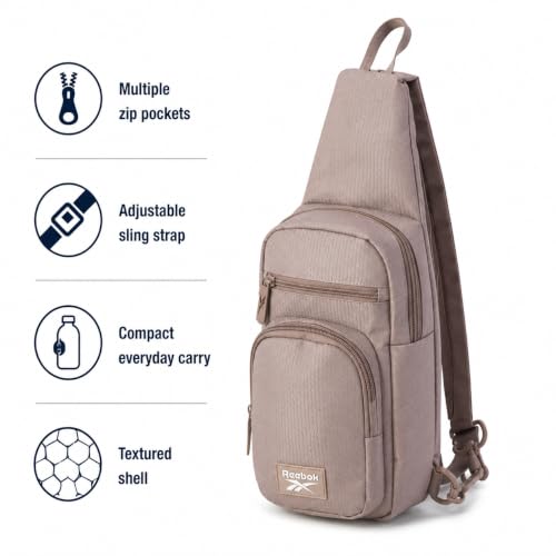 Reebok Unisex Crossbody Bag - Convertible Compact Durable Cross Body Bag for Women and Men - Gym and Travel Essentials, Size One Size, Cosmos Mocha - color: Cosmos Mocha