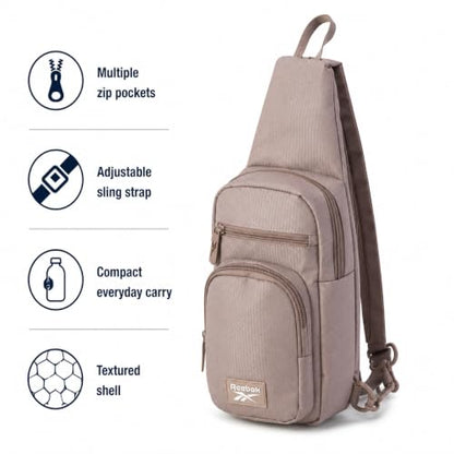 Reebok Unisex Crossbody Bag - Convertible Compact Durable Cross Body Bag for Women and Men - Gym and Travel Essentials, Size One Size, Cosmos Mocha - color: Cosmos Mocha