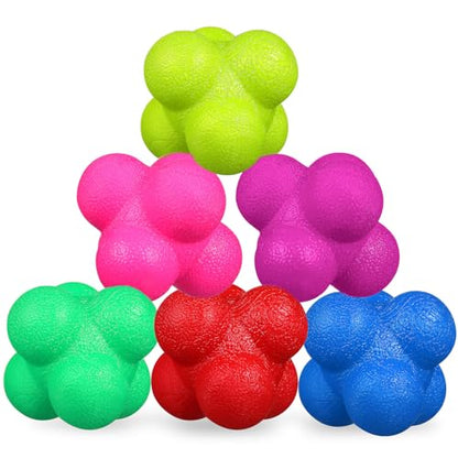 PRETYZOOM 6 Pcs Hexagonal Reaction Balls Agility Training Fitness Reflex Balls for Speed and Coordination Training, Set for Baseball Soccer Exercise