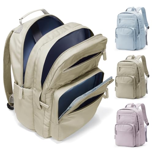 Casual Laptop Backpack for Women Work Travel Daypack Bags, Lightweight Waterproof Backpacks with 2 Large Main Compartments, Anti Theft Slim Sturdy Back Pack, 15” Laptop Sleeve, Brown - color: Brown