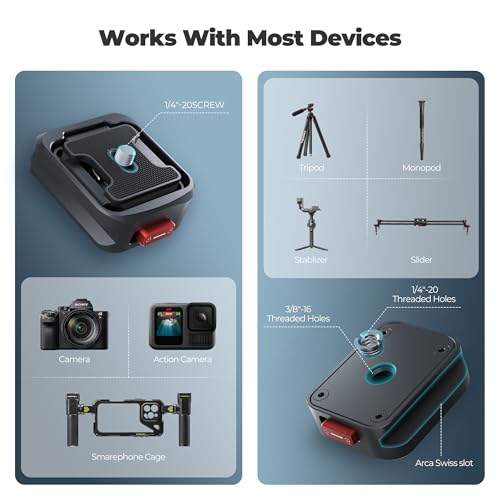 Freewell Tripod Quick Release Clamp for Fast Camera Mounting, Aluminum Build with 1/4"-20 Screw, Supports 10kg, Compatible with DSLR, Mirrorless Cameras, and Tripods - style: Tripod Quick Release Clamp