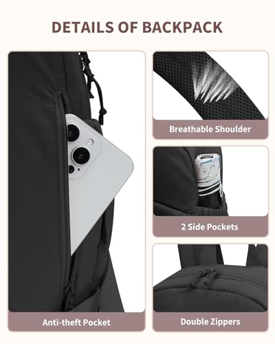 Ceneda Gym Backpack for Women, Cute Gym Bag with Shoe Compartment, Wet Pocket & Tumbler Strap, Puffer Dance Cheer Backpack - color: Black, style: Puffer