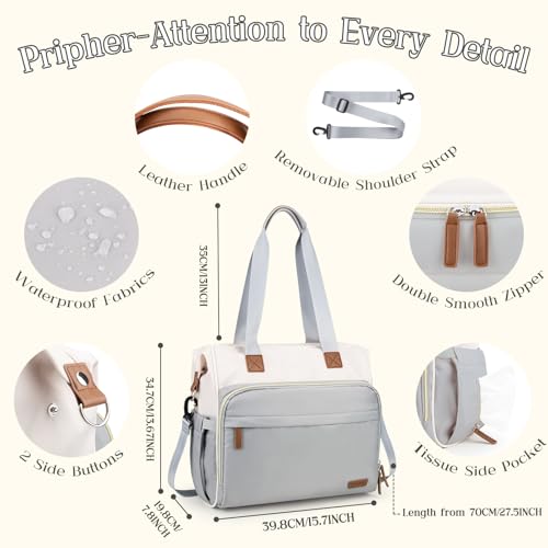 Diaper Bag Backpack Mommy Bag Large Capacity Diaper Backpack Travel Essential Baby Diaper Bag for Mom and Dad, Blue & Beige - color: Blue & Creamy-white