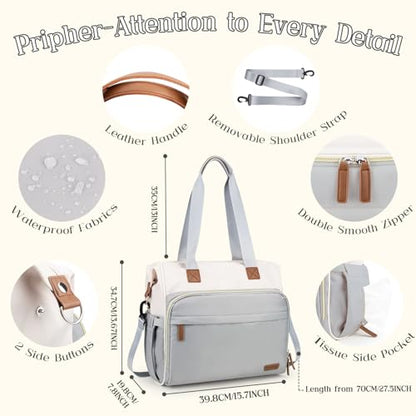 Diaper Bag Backpack Mommy Bag Large Capacity Diaper Backpack Travel Essential Baby Diaper Bag for Mom and Dad, Blue & Beige - color: Blue & Creamy-white