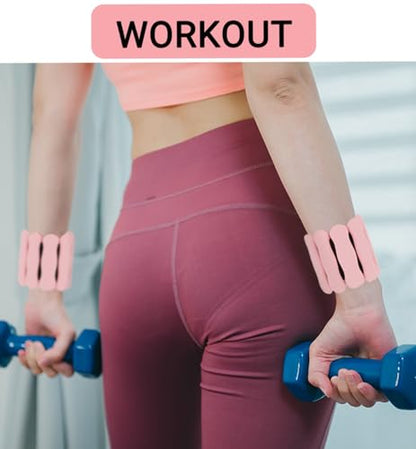 Ankle and Wrist Weights for Women & Men, Adjustable Arm & Leg Weights Set of 2 (1 lb/2 lb Each) Soft Silicone Weighted Bands Weighted Bracelet for Pilates Yoga Dance Walking Running Swimming Water Pool Home Gym Fitness Workout Jogging Gymnastics Aerobics