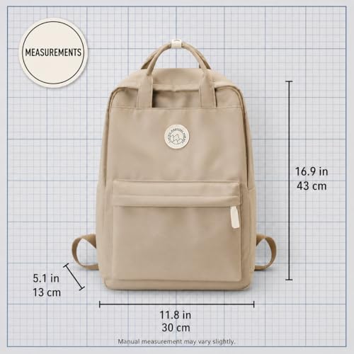 Minimalist Backpack for Women & Men, Lightweight Polyester Laptop Backpack 15 Inch, Casual Travel Daypack (Khaki) - color: Khaki