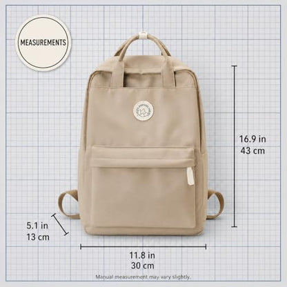 Minimalist Backpack for Women & Men, Lightweight Polyester Laptop Backpack 15 Inch, Casual Travel Daypack (Khaki) - color: Khaki