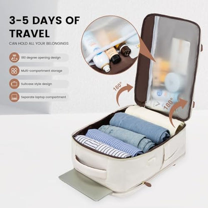 LOVEVOOK Travel Backpack Carry On Airline Approved, 50L Large Backpack with 3 Packing Cubes, TSA Travel Essentials Carry On Bag, Waterproof Weekender Overnight Luggage Daypack, Fits 18 Inch Laptop - color: D-beige-brown, size: XLarge - 18.5 Inch - 50L - 4
