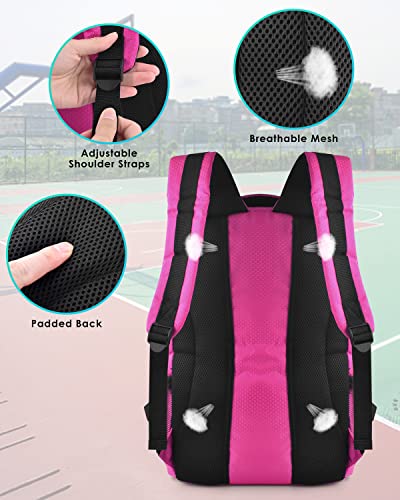 BROTOU Soccer Backpack Sports Bag with Ball Holder and Shoe Compartment for Football Basketball Volleyball Rugby - color: Pink