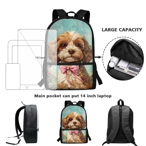 ZOUTAIRONG Bookbag for School Insulated Thermos for Hot & Cold Drinks, Cute Dog Lightweight Casual Backpack with Side Pockets for Small Water Up - color: Cute Dog