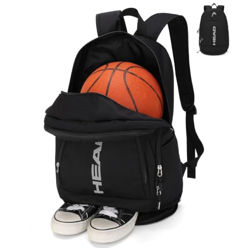 HEAD Gym Tennis Backpack for Men with Shoes Pocket Fits 15.6 inch Laptop - color: Black With Bottom Pocket