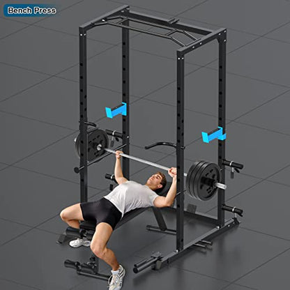 ULTRA FUEGO Power Cage, Multi-Functional Power Rack with J-Hooks, Dip Handles, Landmine Attachment and Optional Cable Pulley System for Home Gym - size: Power Cage Only