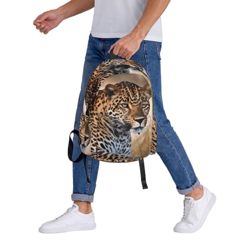 African Animal Leopard Travel Backpack for Men Women 15.6 inch Laptop Backpack Casual Daypack for Weekender - color: African Animal Leopard
