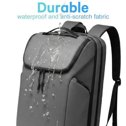 FUTURE AESTHETICS Business Commute Backpack for Men and Women, Waterproof 15.6 Inch Laptop Backpack, Durable Flight-Approved Travel Backpack for Work/College,Grey - color: Grey
