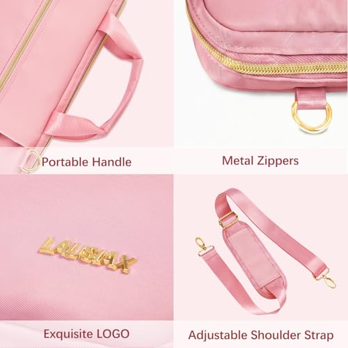 Laptop Case Bag Women Men Computer Sleeve Compatible with MacBook/Dell/HP/Acer/ASUS/LG, Waterproof Shoulder Carrying Briefcase, Pink, 17-17.3 Inch - color: Pink, size: 17.3 inch