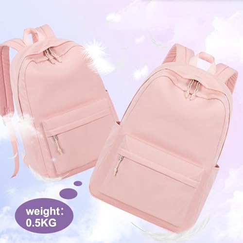 LEDAOU School Laptop Backpack for Teen Girls Lightweight 15.6 inch Bookbag for College Middle High School Women Casual Travel Daypack - color: Pink