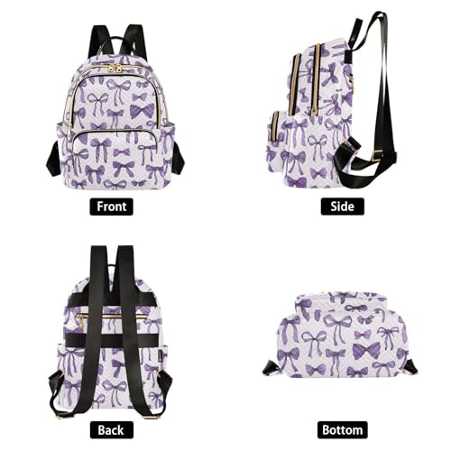 Beautiful Purple Bow Backpack Purse for Women Shoulder Bag Fashion Daypack Ladies Handbag Lightweight Travel Bag Rucksack - color: Beautiful Purple Bow, size: Medium