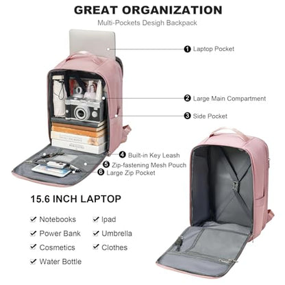 GAEKEAO Travel Backpack 15.6" Laptop Backpack for Men and Women Casual Daypack for Work Business Weekender College Pink - color: Pink