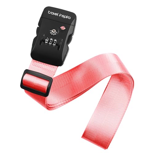 Travel Inspira Luggage Straps for Suitcases with TSA Lock, Protect Your Luggage Anti-Burst, High Visibility Color, Easy to Identify Luggage Adjustable Heavy Duty Belt for 20-28 Inch Suitcases - color: Pink