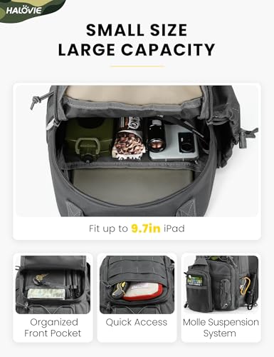 HALOVIE Anti-theft Tactical Sling Bag RFID Darkgray Military Shoulder Bag with Phone Pack EDC Molle Crossbody Bag for men - color: Darkgray