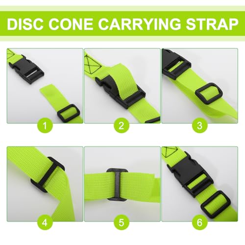 6.5 Feet Strap Cone Carrier Sport Cone Carrying Strap Adjustable Agility Disc Cone Strap Carrier for Storage & Travel with Quick Snap Closure - color: Green
