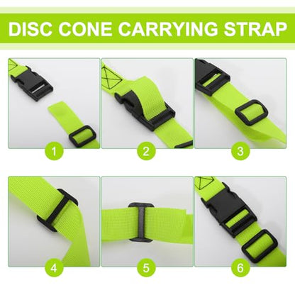 6.5 Feet Strap Cone Carrier Sport Cone Carrying Strap Adjustable Agility Disc Cone Strap Carrier for Storage & Travel with Quick Snap Closure - color: Green