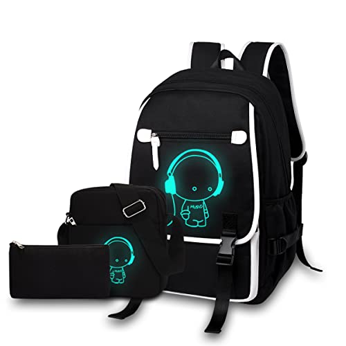 Asge Large 3 Piece Backpack Set - Boys & Girls Teenage Reflective Waterproof School Satchel for Travel & Outdoor - color: Oslei128-2