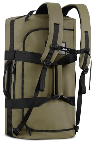MIER 40L/60L/90L Water Resistant Backpack Duffel, Heavy Duty Duffle Bags | Heavy-Duty; Inner Zipper Pockets; Suit for Travel Gym Camping Sports Weekend Getaways; Convertible with Backpack Straps - color: Dark Green, size: 90l