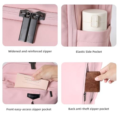 Timeet Travel Backpack for Women Men, 32L 4 In 1 Carry on Luggage Backpack, TSA Friendly Flight Approved 17 Inch Laptop Backpack, Waterproof Travel Bag for Work School Camping Hiking, Dusty Pink - color: Dusty Pink