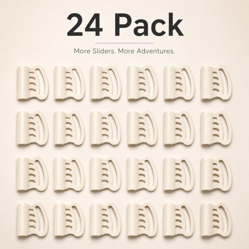3/4 Inch Sternum Strap Sliders 24 Pack, Beige Backpack Chest Strap Adjusters, Sternum Strap Adjuster Buckles for 3/4" Webbing, Replacement Hardware for Hiking Bags, Packs & Outdoor Gear